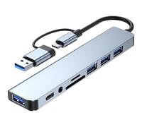USB C + USB 3.0 Dongle Dock Dongle 3 x USB2.+1 x USB3.+1 x Type Card Reader Adapter 8 Ports Dock Dock Dock pour ordinateurs portables claviers Aluminium Hub USB