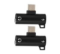 USB C vers Adaptateur 2 Pièces USB C vers 3.5mm Adaptateur Audio 2 en 1 Type C 3.5mm écouter de la Musique Tout en Chargeant Abs Durable USB C vers Prise Audio (Noir)