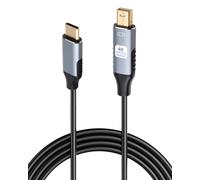 USB-C vers Mini DisplayPort DP, 1.8m Câble USB Type-C Mâle vers Mini DisplayPort, 4K/60Hz, Full HD, Plug & Play, Dynamic HDR, Adaptateur Unidirectionnel pour MacBook, iPad Pro