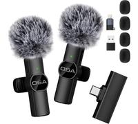 USB-C Wireless Lavalier Microphone for iPhone/Android/PC/Laptop,Wireless Microphone for Live Streaming,Vlog,TikTok,YouTube,Noise Reduction,Clip Plug-Play on Mic Black