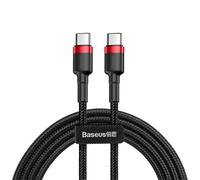 USB-C-zu-USB-C-Kabel Baseus Cafule PD 2.0 QC 3.0 60W 1m, schwarz-rot