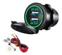 Usb Car Charger Socket 5v/4.2a With Switch For 12v-24v Boats And Marine Motorcycle Truck Suv Utv