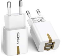 Usb Charger 2 Ports 5v/2.1a ¿ Universal Wall Power Adapter Compatible With Iphone Xs/Xr, Huawei P20, Samsung Galaxy Note S9, Tablet And More (White-2pack)