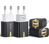Usb Charger, 4 Pack 5v/2.1a Usb Mains Charger 2 Ports Universal Usb Wall Charger Adapter Compatible With Iphone Xs/Xr, Huawei P20, Samsung Galaxy Note S9 Tablet And More (Black)