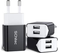 Usb Charger 5 V/2.1 A 2 Port Usb Wall Charger Adapter Universal Compatible With Iphone Xs/Xr, Huawei P20, Samsung Galaxy Note S9 Tablet And More (Black-3 Pack)