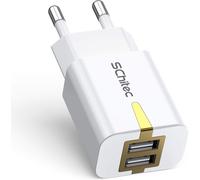 Usb Charger, 5 V/2.1 A Usb Mains Charger 2 Ports Universal Usb Wall Charger Adapter Compatible With Iphone Xs/Xr, Huawei P20, Samsung Galaxy Note S9 Tablet And More (White)
