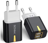 Usb Charger, 5 V/2.1 A Usb Mains Charger 2 Ports Universal Usb Wall Charger Adapter Compatible With Iphone 11, Xs/Xr, Huawei P20, Samsung Galaxy Note S9 Tablet And More (Black-2pack)