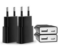 Usb Charger 5v/1a 2port Mini Usb Wall Charger Usb Mains Charger Universal Plug Adapter Compatible With Iphone Apple, Samsung, Nexus, Nokia, Huawei, Xiaomi, Htc, Sony, Lg (Black 4 Pack)