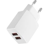 Usb Charger, 5v/2.1a Mains Usb Plug, 10.5w Dual Port Adapter, Compatible With Phones Such As Iphone, Samsung A12/A22, Redmi, Oppo, Nokia, Motorcycle, Huawei And More Devices - White