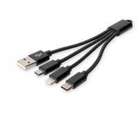 USB charger cable, for Apple and Android devices M/M/M/M 0.15m, 3 in 1 cable, cotton, gold, bl
