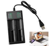 USB Chargeur Accu 18650, 2 Slots Chargeur de Piles Batterie Rechargeable Li-ION 3,7V Charge Rapide pour 18490 18350 17670 17500 16340 14500 20700 21700 26650 Batteries au Lithium, 50cm Câble