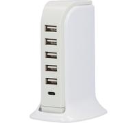 Usb Charging Station, 6 Ports A/C Charging Dock, Universal Usb Charging Dock, Ip20, White