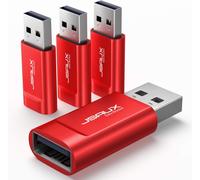 USB Data Blockers [Pack of 4] USB Condom for Charging Only, Protects Against Hackers and Viruses, Protect Privacy and Data Security - Red