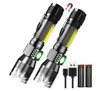 USB Doigt de poche rechargeable, lumière rouge sur, lampe de poche à 7 fonction imperméable