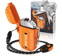 Usb Double Arc Lighter Rechargeable Waterproof Camping Hiking Outdoor Survival Kit F13-Orange