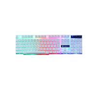 USB filaire jeu clavier souris ensemble PC arc-en-ciel coloré LED rétro-éclairé Gamer souris de jeu et clavier Combos Kit bureau à domicile -Only Blanc Clavier