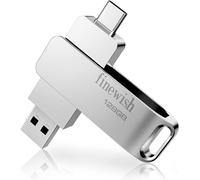 USB Flash Drive 128GB 3.0, 2 in 1 Type C 3.0 Pen Drive 128GB Waterproof USB C Flash Drive 128GB for PC Tablet Smartphone (Silver)