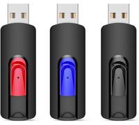 USB Flash Drive 128GB 3.0, 3 Pack Retractable USB Flash Drive with LED Light Data Storage for PC/Tablets/Computers/TV/Car (5 Colors)
