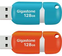 USB Flash Drive 128GB, V10 Series Retractable Flash Drive for PC Laptop MacBook Compatible with Windows Mac Linux, USB 2.0 Flash Drive Storage, Mixed Colour ¿ Turquoise Red