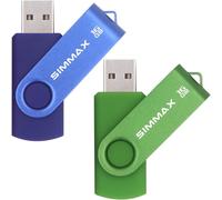 USB Flash Drive 16 GB Pack of 2 USB 2.0 Swivel Flash Drive Storage Memory Stick Pendrive (16 GB Blue Green)