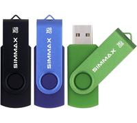 USB Flash Drive 16 GB Pack of 3 USB 2.0 Swivel Flash Drive Storage Memory Stick Pendrive (16 GB Black Blue Green)