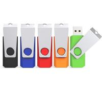 USB Flash Drive 16GB 2.0 LED Pack of 5 USB 2.0 Flash Drive 16GB Portable USB Flash Drive with 360° Metal Clip Compatible with PC (Black Blue Red Green Orange)