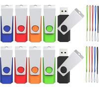 USB Flash Drive 16GB Pack of 10,USB 2.0 Rotary Flash Drive for PC,Laptops,Computers,TV (5 Colours,16GB)