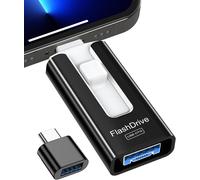 USB Flash Drive 256 GB, USB 3.0 High Speed Transfer, 4 in 1 USB Flash Drive External Memory Stick for iOS, Android, Pad, Type C and PC, USB C Flash Drive Storage Photos, Videos, Files (Black)