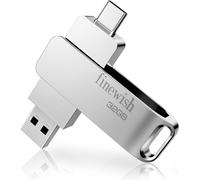 USB Flash Drive 32GB 3.0, 2 in 1 Type C 3.0 Pen Drive 32GB Waterproof USB C Flash Drive 32GB for PC Tablet Smartphone (Silver)