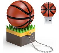 USB Flash Drive 64 GB Basketball USB Flash Drive USB 2.0 Brown Silicone Memory Stick 64 GB Cartoon Flash Drive External Flash Drives for Gifts