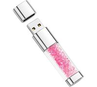 USB Flash Drive 64 GB Pink Crystal Cute Memory Stick USB 2.0 Flash Drive for External Data Storage