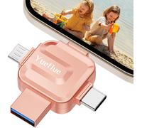 USB Flash Drive for iPhone 128GB, 4 in 1 USB Key for Storing More Photos and Videos. Photo Stick for i0S/OTG Android/PC, No Need to Download APP.