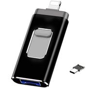 USB Flash Drive for iPhone 128GB,[MFi Certified] 4 in 1 USB Flash Drive with Lightning Port,USB,USB-C Micro USB Port,USB 3.0 Flash Drive for iPhone/iPad/Android Phone/Laptop/PC (No App)