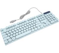 USB Gaming Keyboard with Round Keys Backlit Multimedia Wired Gaming Keyboard for Desktop Laptop (Blue)