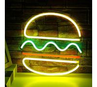 USB Hamburger LED Neon Wandleuchte, Neon Schild Nachtlights Neon Sign Neonlicht Enseigne lumineuse pour Party Bar Gaming Zimmer Wand Deko, anniversaire des enfants