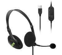 USB Headset with Mic Noise Cancelling and Audio Controls,Broadband Computer Headset for Business UC Skype Lync Softphone Call Center Office,Voice Clearer (Black)