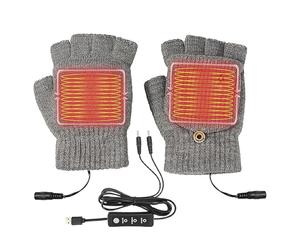 USB Heated Gloves for Winter Use, Touchscreen Fingerless Warmer, Adjustable Temperature Control, Hand Washable Knitted Mittens for Full and Half Hands Versatile USB Heated Fingerless Gloves,