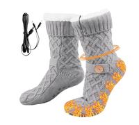 USB Heated Socks - 8.2 inches Warm Wool Footwear | Knitted Rechargeable Socks - Non-Slip Ergonomic Winter Sports Sockš for Men Skiing Snowboarding Travel Home Outdoor Comfort