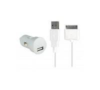 USB Home Charger - Adaptateur d'alimentation pour voiture - 1 A (USB) - sur le câble : 30-pin Apple - blanc - pour Apple iPhone/iPod (Apple Dock)