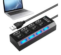 USB Hub | Compact Anti-Slip USB Hub with Independent Button | Multi-Port Data Splitter for Remote Work Game Setup Studio Travel Classroom Co-Working Space Photography Video