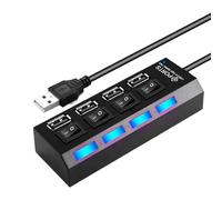 USB Hub, Port Data Splitter, Compact Anti-Slip Base, Independent on/Off Buttons, High-Speed Transmission, Plug-and-Play Convenience, Lightweight Portable Design, Remote Work