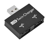 USB Hub2.0, Portable Male to 2-Port USB Twin Splitter Adapter Converter Kit, for Computer, Laptop, Desktop, for Home Office(Black)