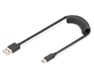 USB Í Type A to USB Í Type C Spring cable TPE USB 2.0, PD60W Max; 1m