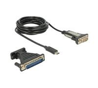 DeLock Adaptateur USB Type-C vers série DB9 RS-232 + DB25 kit câble série vis moletées
