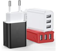 Usb Mains Charger 3 Ports Usb Plug Wall Charger 3 Pack 15w/3.1a Universal Usb Adapter Compatible With Iphone 11 Xs Xr X 8, Huawei P20, Samsung Galaxy Note 8, S9, S8