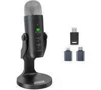 USB Microphone,2.4GHz Wireless Microphone for iPhone PC Android Phone,Condenser PC Microphone with Noise Reduction,Mute,Echo for Podcast,ASMR,Gaming,Youtube Video Recording
