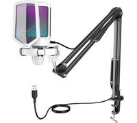 USB Microphone Gaming Kit,RGB Condenser Microphone for PC PS5,with Silence Button,Shockproof Mount,Microphone Stand,Pop Filter,for Streaming Discord Podcasts.