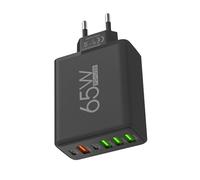 USB-Multiport-Ladegerät, Multi-Port-USB-Ladestation, 6-Port-Wandladegerät, 65 W, 4 -Anschlüsse, 2 Typ-C-Ladestationen, Schnell, tragbar, für Reisen, Laptop, Telefon