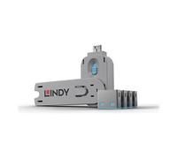 Lindy 40452 bloqueur de port Bloqueur de port + clé USB Type-A Bleu Acrylonitrile-Butadiène-Styrène (ABS) 5 pièce(s)