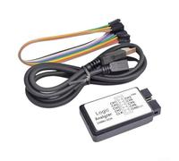 USB pour analyseur logique 24 MHz 8 canaux débogueur de signal pour Arduino pour test de circuit fpga avec logiciel et fils de test, design compact noir